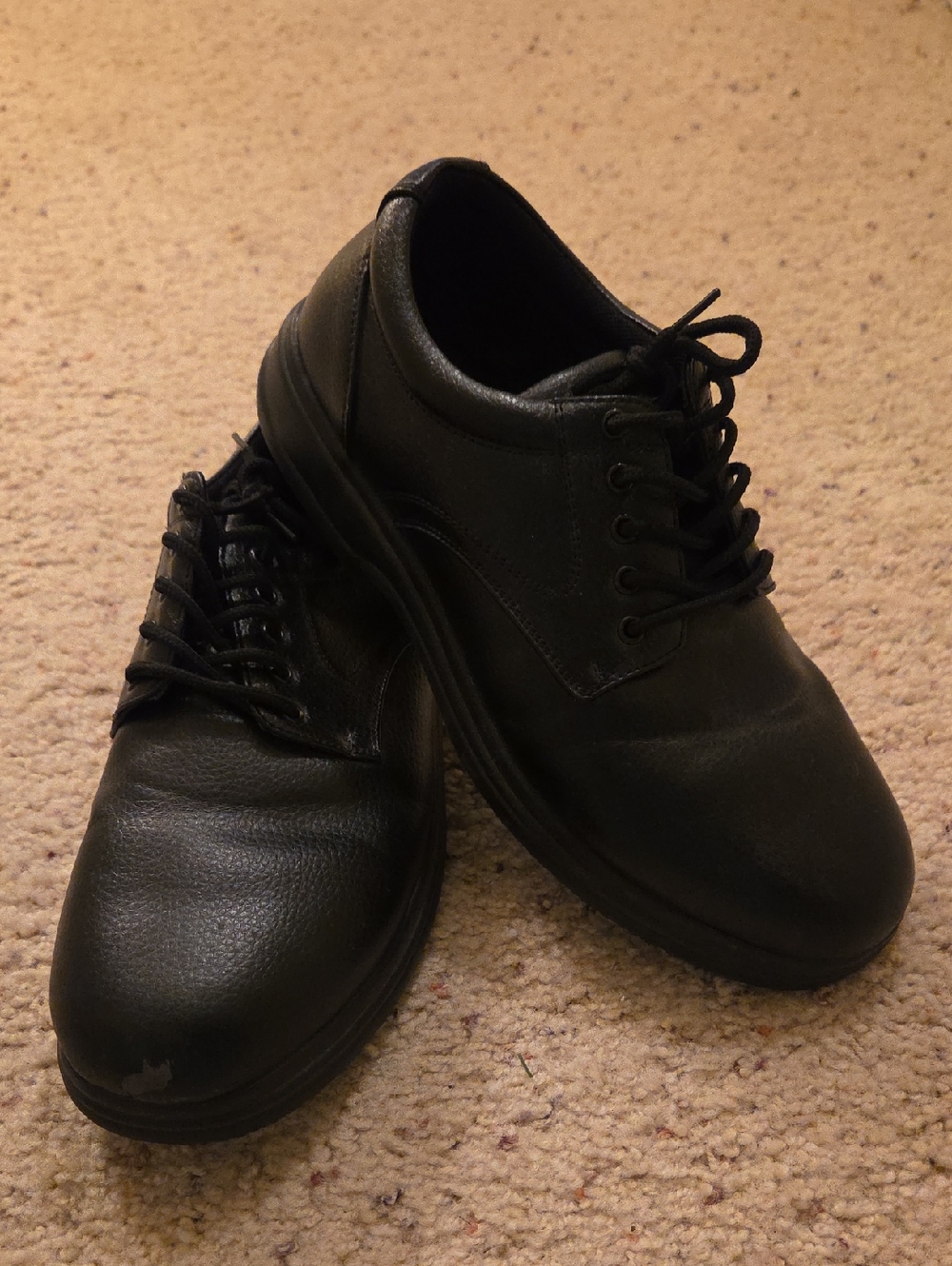 Men's Black Leather Lace-Up  Shoes